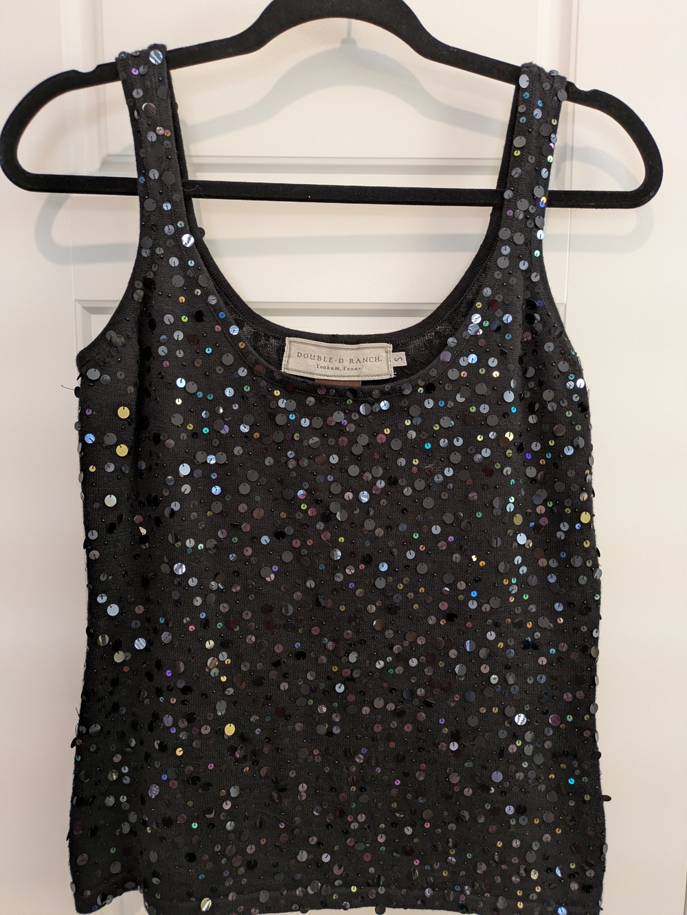 Double D Ranch Black Sequin Top Size S
